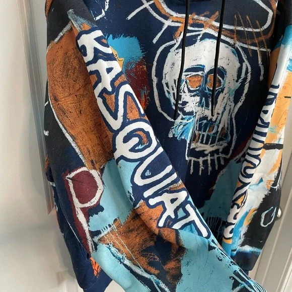 Jean-Michel Basquiat All Over Graffiti Print Hoodie - Picture 3 of 8